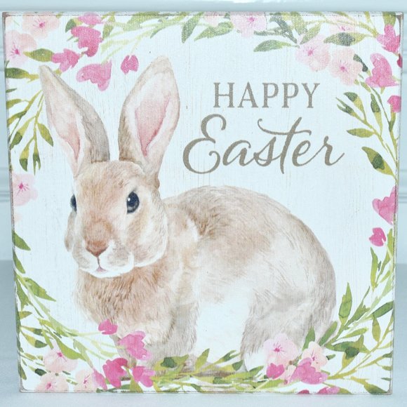 NEW Quill to Paper by Sixtrees Happy Easter Wooden Bunny Sign - Picture 2 of 9